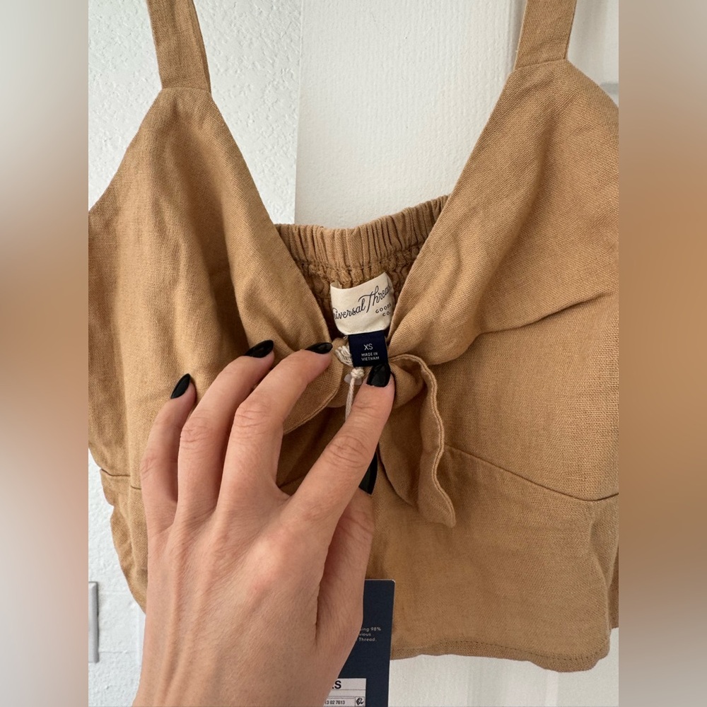 Tan Smocked Crop Top
